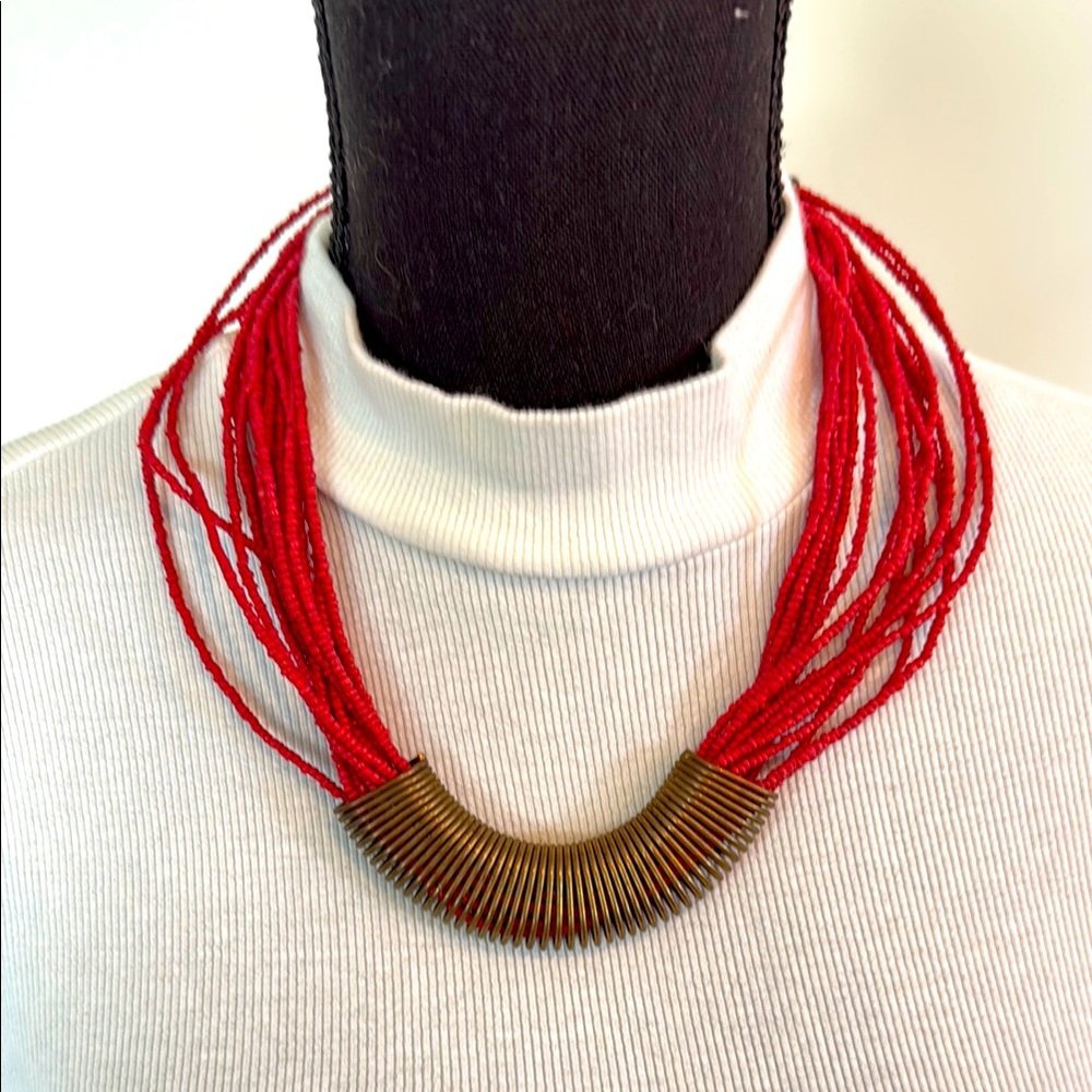 Elegant Red and Gold Necklace